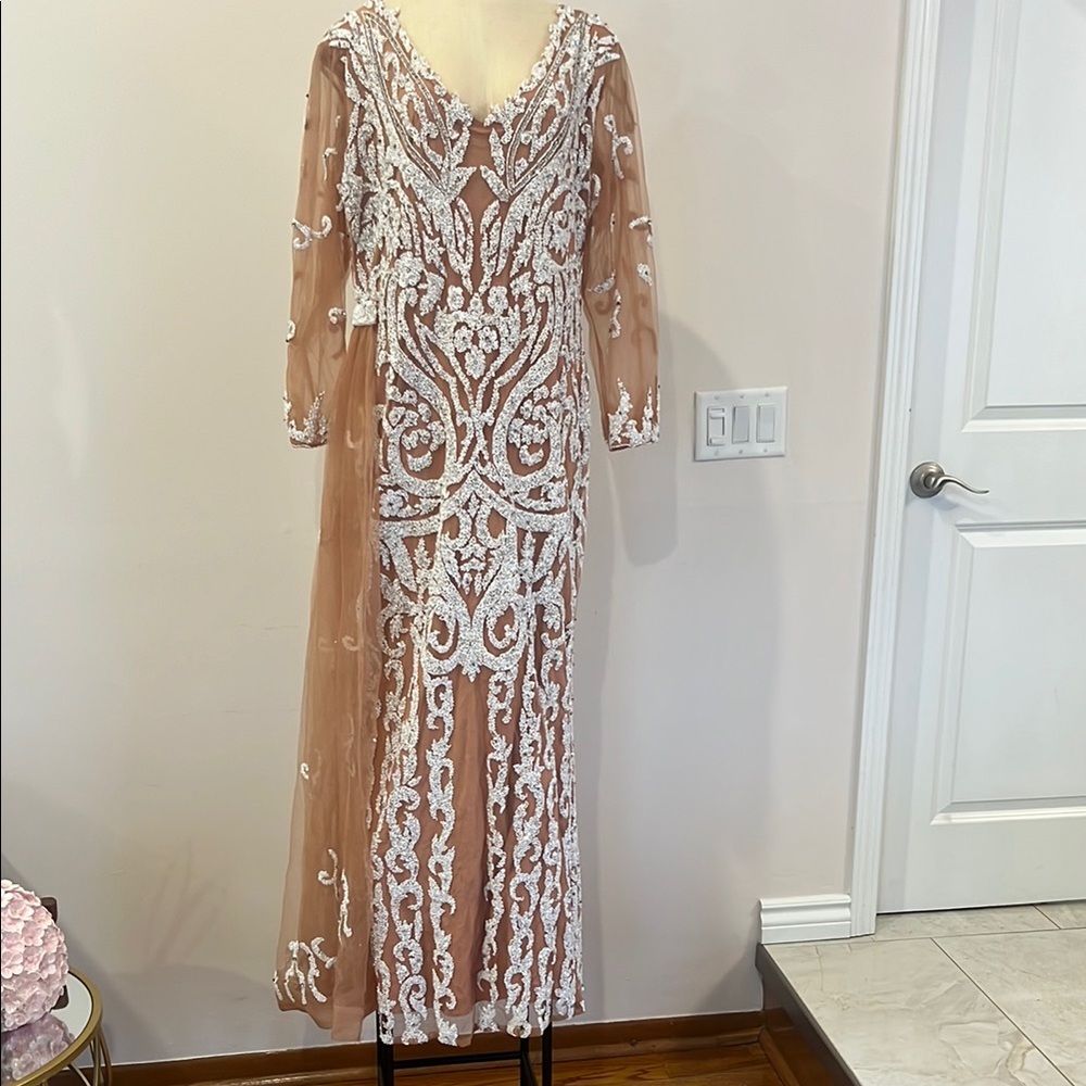 Elegant Sheer Embroidered Gown